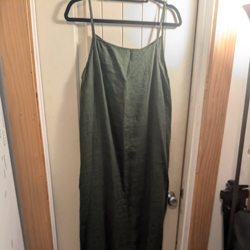 Women’s Olive Green Slip Dress with Spaghetti Straps